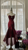 Elegant Burgundy Strapless Gorgeous Beaded Chiffon Evening Dress Prom Dress HZ0319