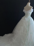 Fairy Strapless A-Line Tulle Embroidery Birthday Ball Gowns Quinceanera Dresses, HZ0319