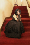 Black Sweetheart A-Line Satin Long Evening Gowns Gothic Party Dresses, HZ0319