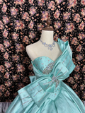 Tiffany Blue One Shoulder A-Line Satin Evening Gowns Birthday Ball Gowns, HZ0319