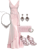 Elegant Pink V Neck Mermaid Satin Long Party Dress Vintage Evening Dress, HZ0319