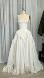Elegant Strapless A-Line Chiffon Vintage Wedding Dress Long Eveing Dress, HZ0319