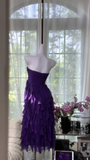 Elegant Purple Sweetheart Strapless Romantic A-Line Chiffon Tiered Evening Dress Prom Dresses HZ0319
