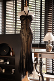 Vintage Halter Neck Mermaid Beading Long Party Dress Evening Gown, HZ0319