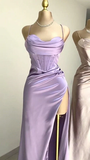 Pretty Blue Straps Sheath Satin Long Party Dress Bridesmaid Dress Evening Dress, HZ0319