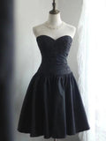 Vintage Black Sweetheart Beading Design A-line Strapless Party Dresses Homecoming Dresses, HZ0319