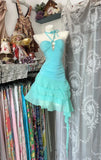 Retro Blue Sweetheart Ruffle Design A-line Chiffon Party Dress Homecoming Dress HZ0319