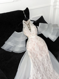 Elegant Ivory Applique Design Mermaid Wedding Dress Prom Dress Evening Dress HZ0319