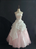 Light Pink Strapless A-Line Chiffon Evening Gowns Sweet 16 Birthday Ball Gowns, HZ0319