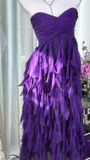 Elegant Purple Sweetheart Strapless Romantic A-Line Chiffon Tiered Evening Dress Prom Dresses HZ0319