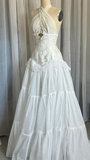 White Halter Neck A-Line Lace Vintage Wedding Dress Long Party Dresses, HZ0319