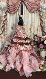 Retro Strapless A-Line Printed Floral Quinceanera Dress Birthday Ball Gown, HZ0319
