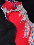 Gorgeous Shiny Red Beaded Sequined Embroidery Design Mermaid Prom Dress Evening Dress HZ0319