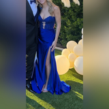 Sexy Red Strapless Sheath Satin Split Long Evening Party Dress Birthday Dress, HZ0319