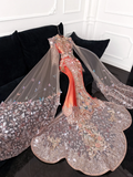 Gorgeous Shiny Beaded Exquisite Embroidery 3D Butterflies Mermaid Floor-length Evening Dress Prom Dresses HZ0319