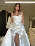 New Arrival Strapless A-Line Split Light Wedding Dress Cute Birthday Gown, HZ0319