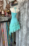 Retro Blue Sweetheart Ruffle Design A-line Chiffon Party Dress Homecoming Dress HZ0319
