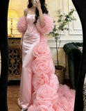 New Arrial Prom Dress Light Pink Strapless Tulle Gala Dress Formal Dress Evening Dress HZ0319