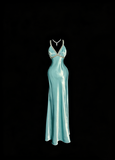 Elegant Prom Dress Satin Light Blue Spaghetti Straps Formal Dress Evening Dresses Wedding Guest Dress HZ0319
