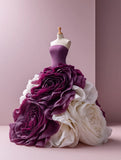 Chic Ball Gown Strapless Pleated Ruffle Prom Dresses Evening Gown Sweet 16 Dress HZ0319
