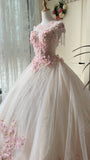 Gorgeous Ball Gown Crew Neck Pleated Tulle Prom Dresses Evening Gala Gown Quinceanera Dress HZ0319