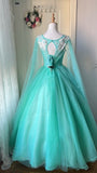 Elegant Ball Gown Crew Neck Tulle Prom Dresses Evening Gala Gown Birthday Party Dress HZ0319