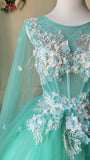 Elegant Ball Gown Crew Neck Tulle Prom Dresses Evening Gala Gown Birthday Party Dress HZ0319