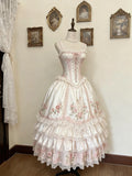 Sweet Ball Gown Straps Pleated Tiered Prom Dresses Evening Gala Gown Quinceanera Dress HZ0319