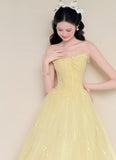 Charming Prom Dress Strapless Pleated Tulle Gala Dress Evening Gown Cocktail Party Outfits HZ0319
