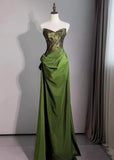 Stunning Prom Dress Green Sweetheart Pleated Gala Evening Gown Dress Birthday Party Outfits HZ0319