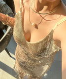 Shiny Prom Dress Gold Sequins V-neck Gala Gown Birthday Party Outfits Evening Dress HZ0319