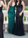 Shiny Prom Dress V-neck Sequins Mermaid Gala Gown Evening Dress Birthday Party Outfits HZ0319