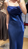 Elegant Prom Dress Satin Spaghetti Straps Pleated Evening Dresses Gala Gown Cocktail Outfits HZ0319