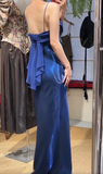 Elegant Prom Dress Satin Spaghetti Straps Pleated Evening Dresses Gala Gown Cocktail Outfits HZ0319