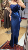 Elegant Prom Dress Satin Spaghetti Straps Pleated Evening Dresses Gala Gown Cocktail Outfits HZ0319
