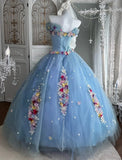 Stunning Ball Gown Off Shoulder Pleated Tulle Evening Gala Gown Prom Dresses Sweet 16th Dress HZ0319