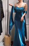 Elegant Prom Dress Satin Spaghetti Straps Cocktail Outfits Evening Dress Gala Gown HZ0319