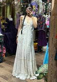 New Arrival Prom Dress White V-neck Pleated Evening Dress Long Cocktail Outfits Gala Gown HZ0319
