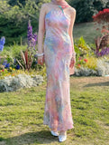 New Arrival Prom Dress Spaghetti Straps Print Evening Dress Long Cocktail Outfits Gala Gown HZ0319