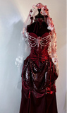 Gothic Burgundy Straps A-Line Sequins Vintage Long Evening Party Dress, HZ0319