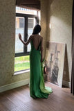 90s Prom Dress Ombre Green Spaghetti Straps Backless Gala Gown Evening Dress Party Outfits HZ0319
