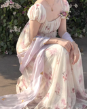 Charming Imperial Prom Dress Crew Neck Pleated Print Gala Gown Evening Dress Party Outfits HZ0319
