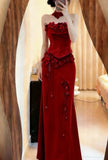 Elegant Prom Dress Strapless Flower Formal Gala Gown Evening Dress Graduation Outfits HZ0319