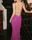 Elegant Prom Dress Spaghetti Straps Backless Crystal Gala Gown Evening Dress Graduation Dress HZ0319