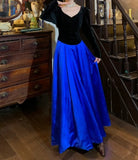 90s Retro Prom Dress A Line V-neck Pleated Gala Gown Evening Dress Formal Dress HZ0319