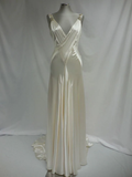 Retro V Neck Straps A-Line Satin Long Party Dress Vintage Wedding Dress, HZ0319