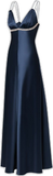Dark Navy Straps A-Line Satin Long Party Dress Formal Evening Dress, HZ0319