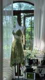 Retro Green Sequin Spaghetti Strap Romantic Shinny Chiffon Evening Dress Prom Dresses, HZ0319