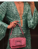 Fashion Green V-neck Sequin Design A-line Long-sleeved Women Party Dress Homecoming Dress, HZ0319