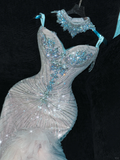 Shiny Beaded White Sweetheart Tulle Sequin Design Elegant Mermaid Floor-length Wedding Dress HZ0319